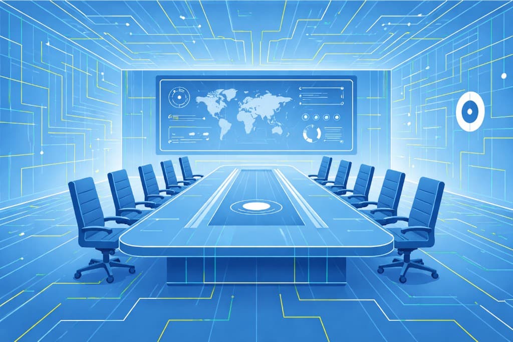Data center leadership team in a boardroom discussion
