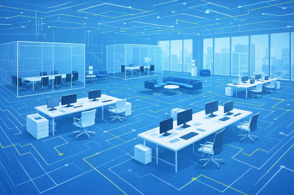 Permanent data center engineering team collaborating in a technical office