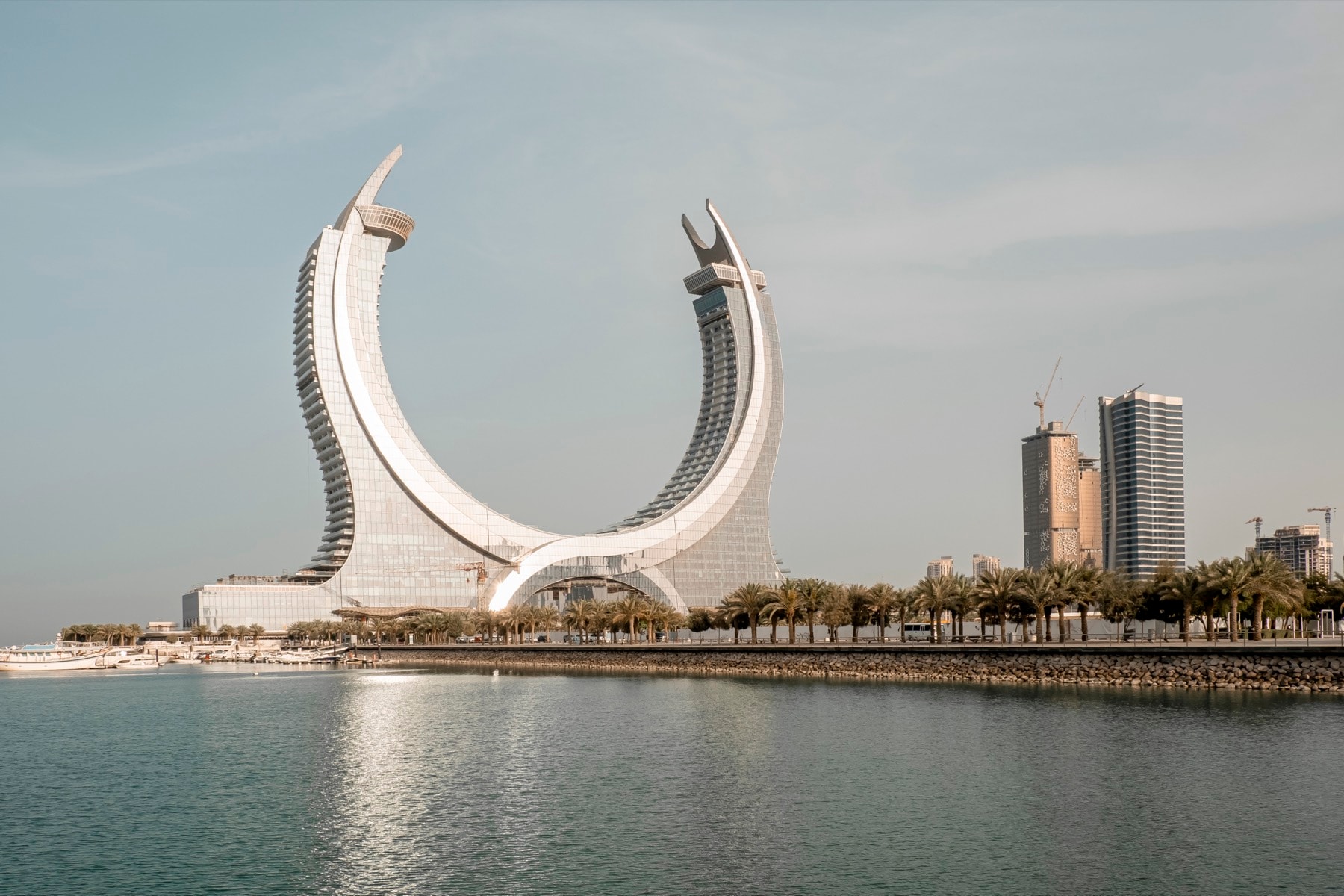 The Katara Towers on the Lusail waterfront in Qatar